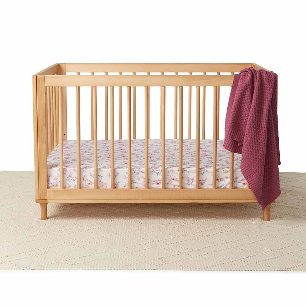 Mauve Diamond Knit Organic Baby Blanket - Image 6