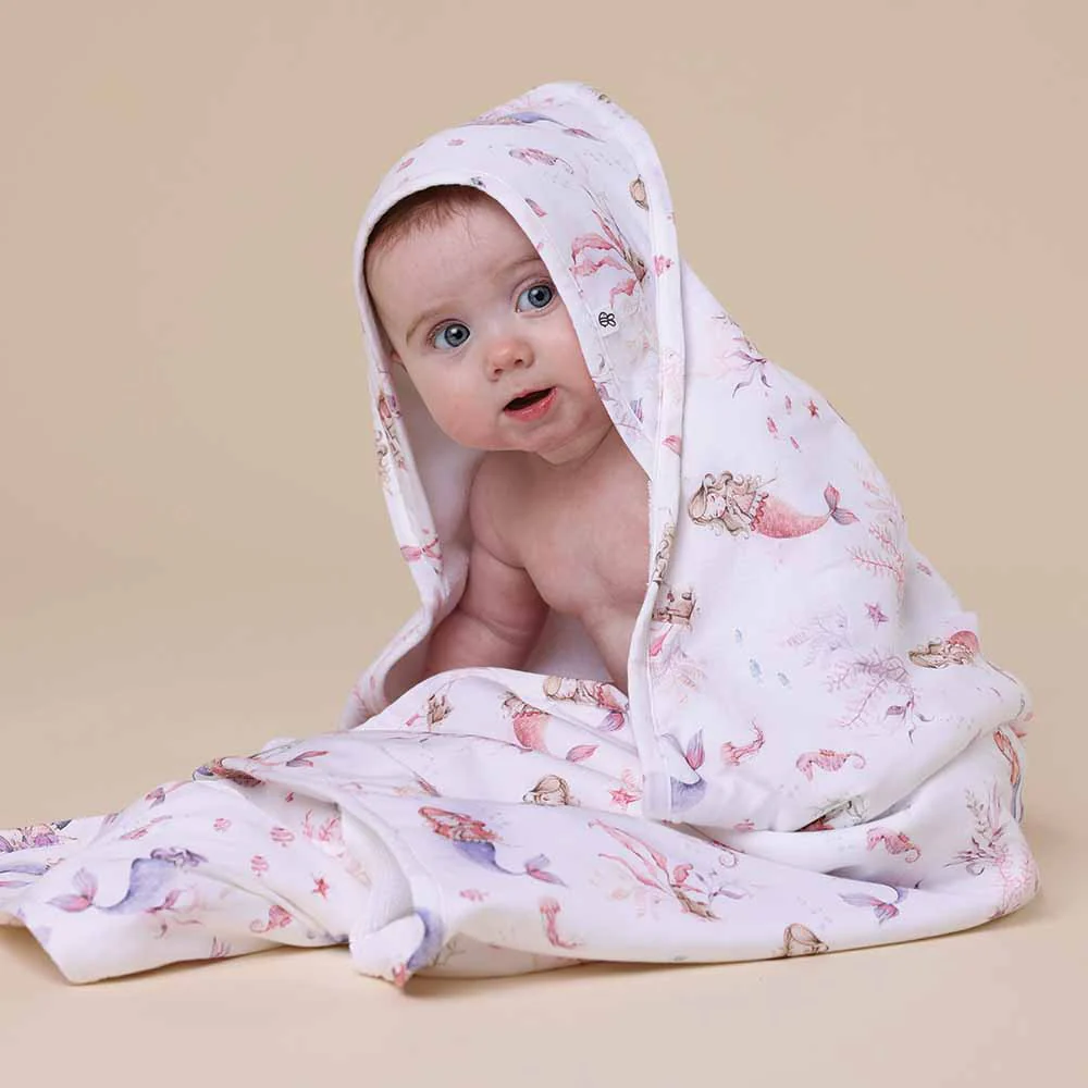 Mermaid Organic Baby Towel & Wash Cloth Set - Image 2