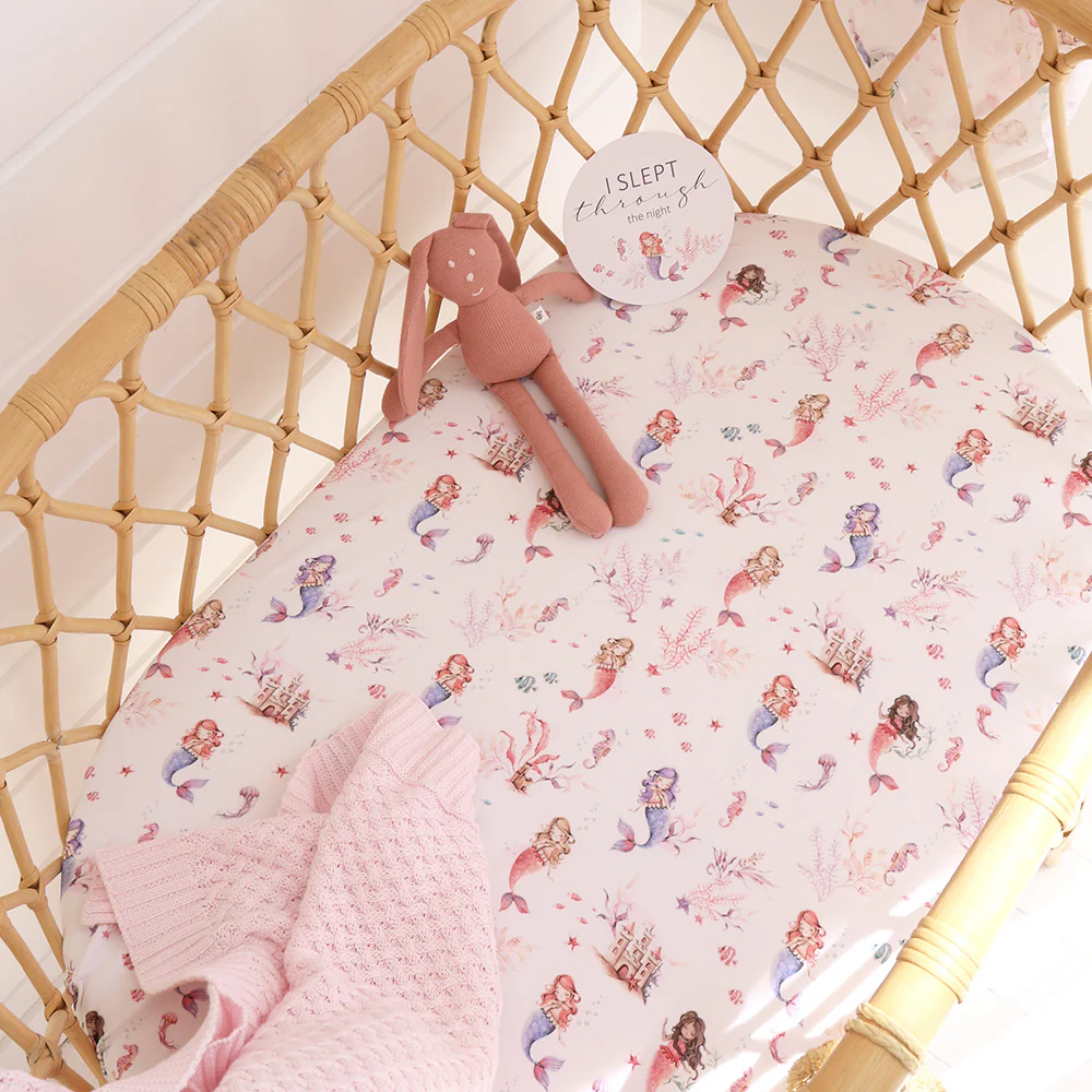 Mermaid Organic Bassinet Sheet / Change Pad Cover - Image 4