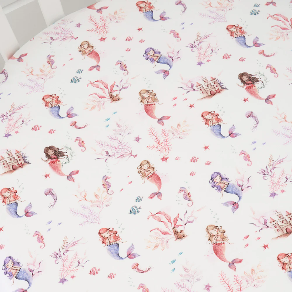 Mermaid Organic Fitted Cot Sheet - Image 2