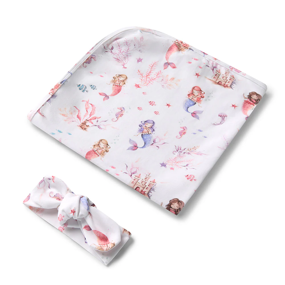 Mermaid Organic Jersey Wrap & Topknot Set - Image 2