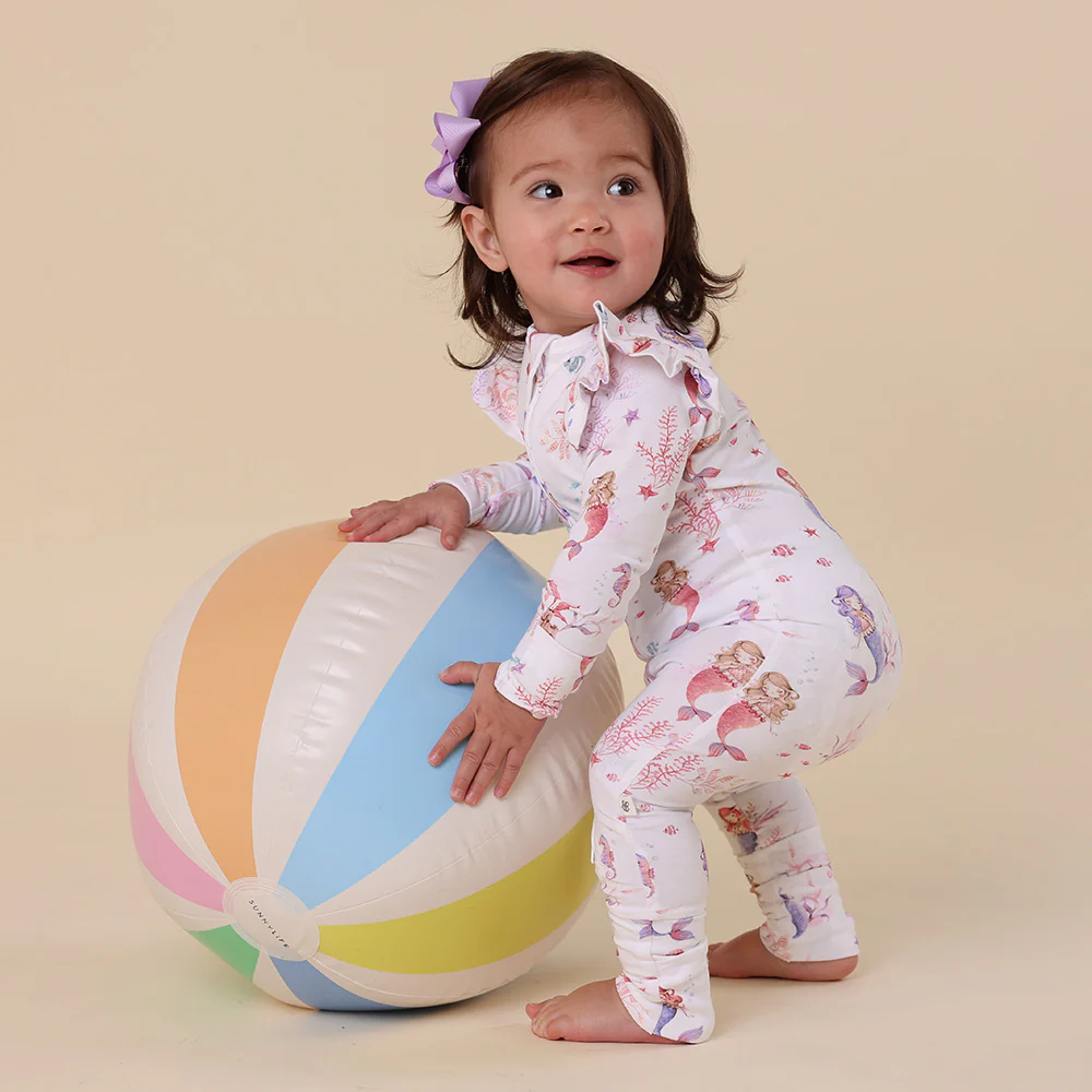 Mermaid Organic Snugglesuit Convertible Romper with Frill - Image 4