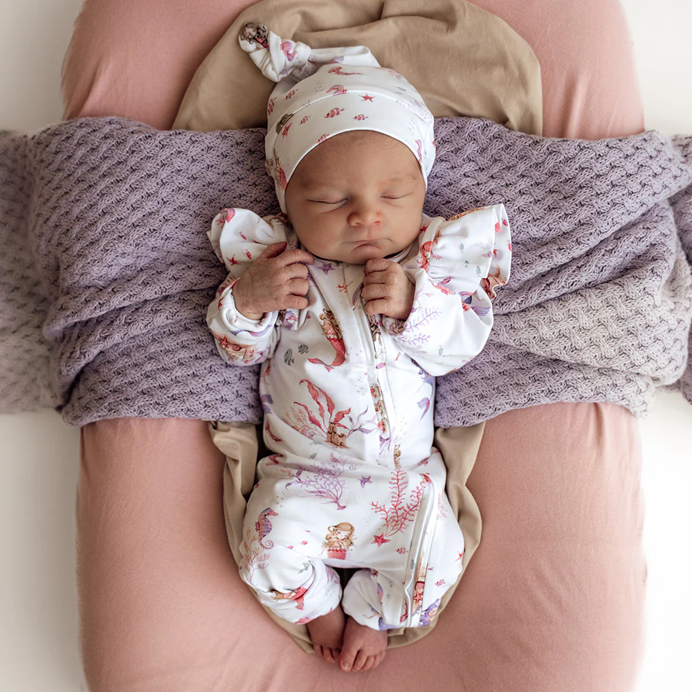 Mermaid Organic Snugglesuit Convertible Romper with Frill - Image 6