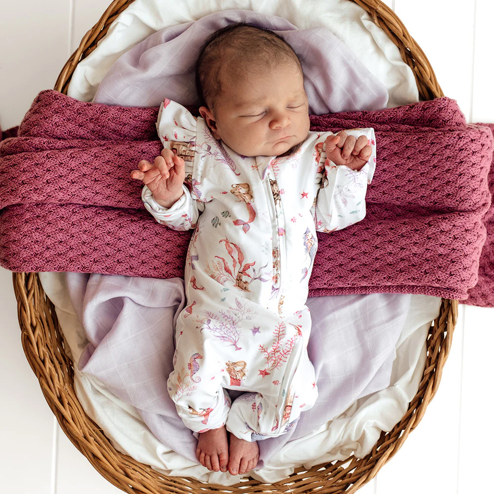 Mermaid Organic Snugglesuit Convertible Romper with Frill - Image 9