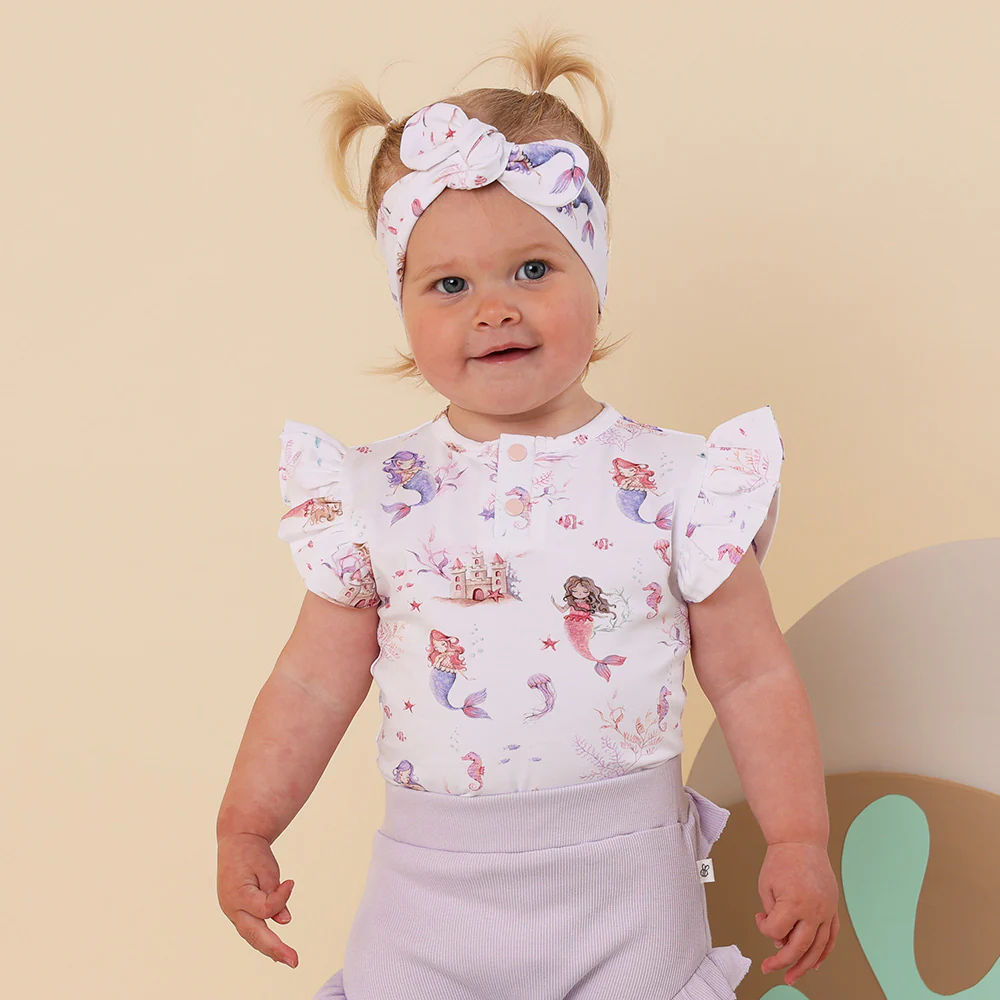 Mermaid Short Sleeve Organic Bodysuit with Frill - Image 10