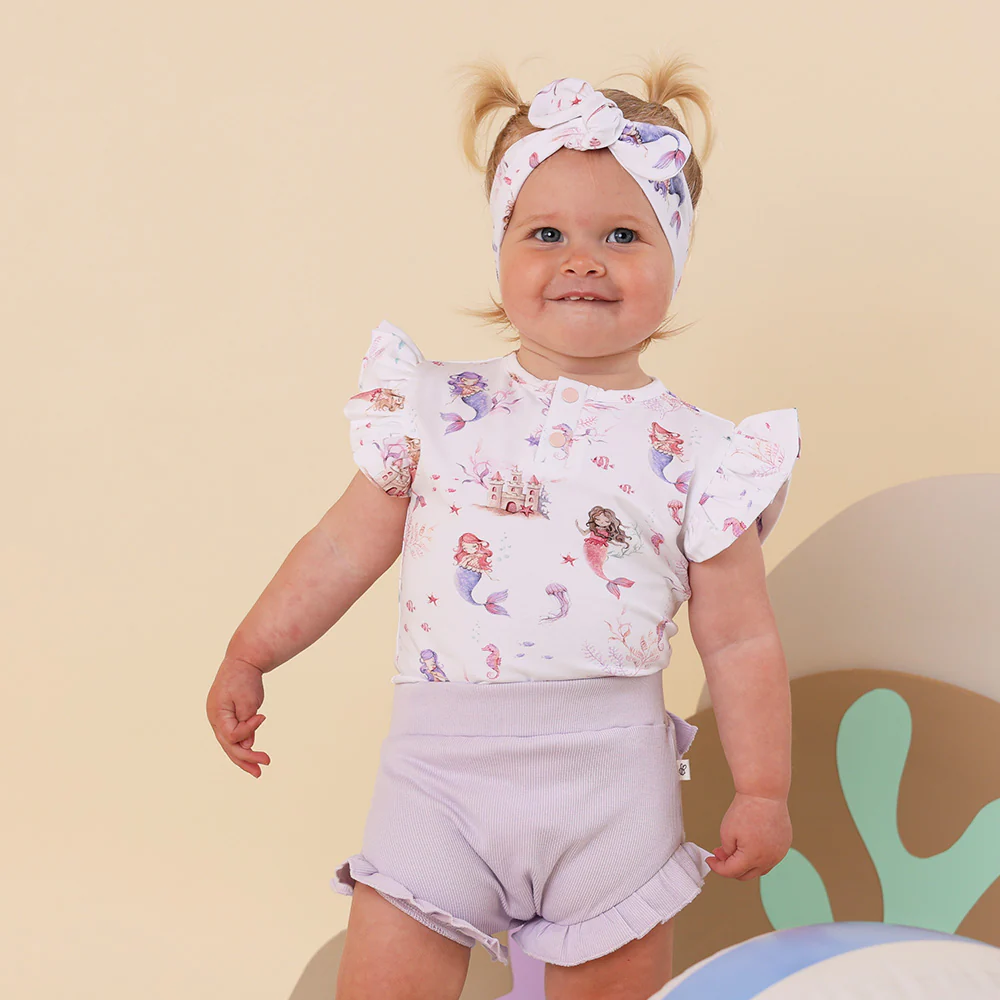 Mermaid Short Sleeve Organic Bodysuit with Frill - Image 12