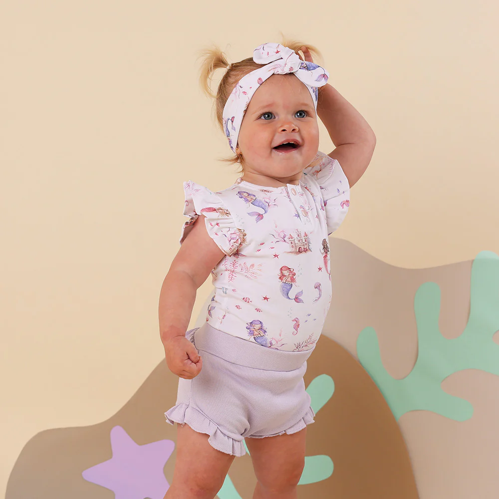 Mermaid Short Sleeve Organic Bodysuit with Frill - Image 3
