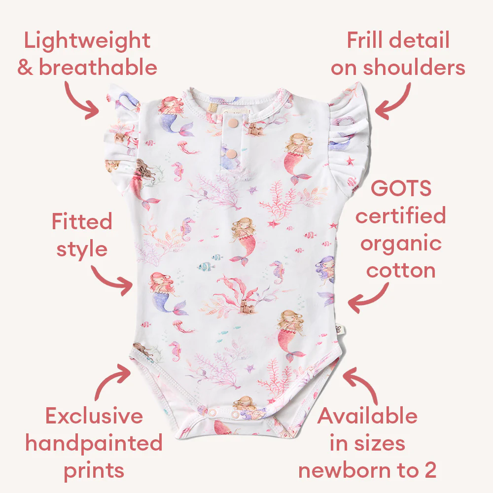 Mermaid Short Sleeve Organic Bodysuit with Frill - Image 4