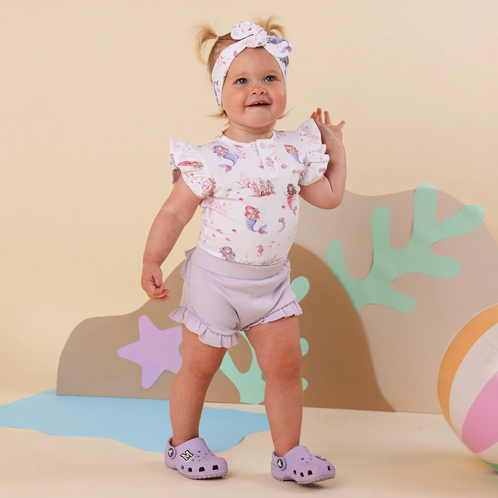 Mermaid Short Sleeve Organic Bodysuit with Frill - Image 6