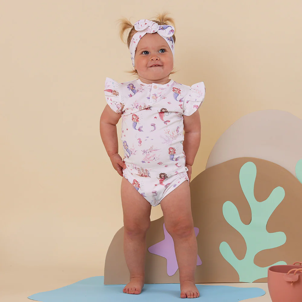Mermaid Short Sleeve Organic Bodysuit with Frill - Image 7