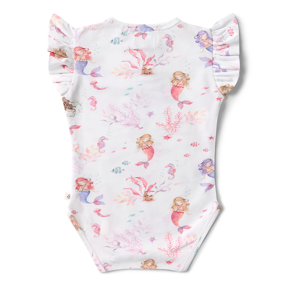 Mermaid Short Sleeve Organic Bodysuit with Frill - Image 8