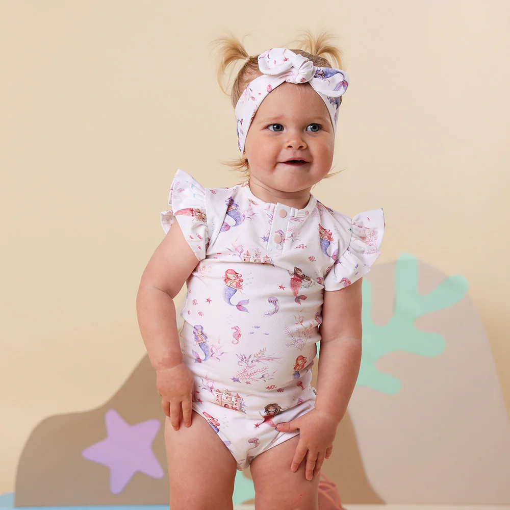Mermaid Short Sleeve Organic Bodysuit with Frill - Image 9