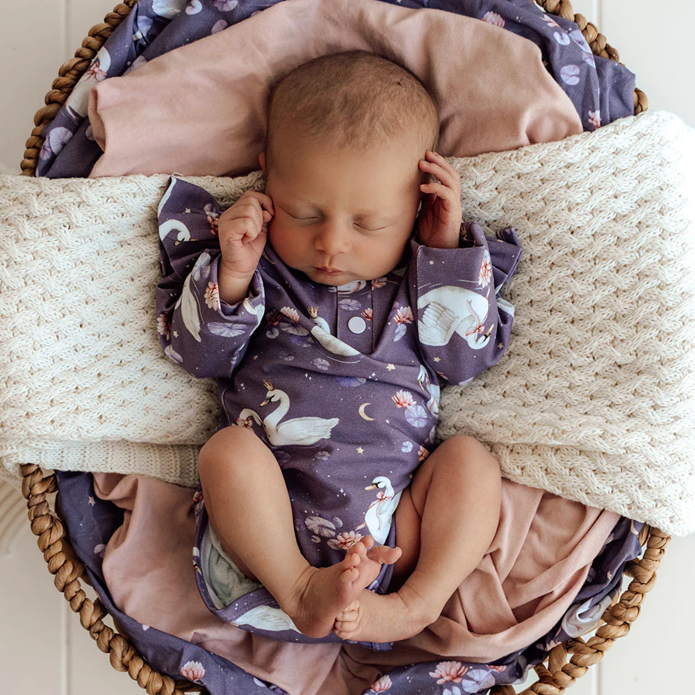 Midnight Swan Long Sleeve Organic Bodysuit with Frill - Image 11