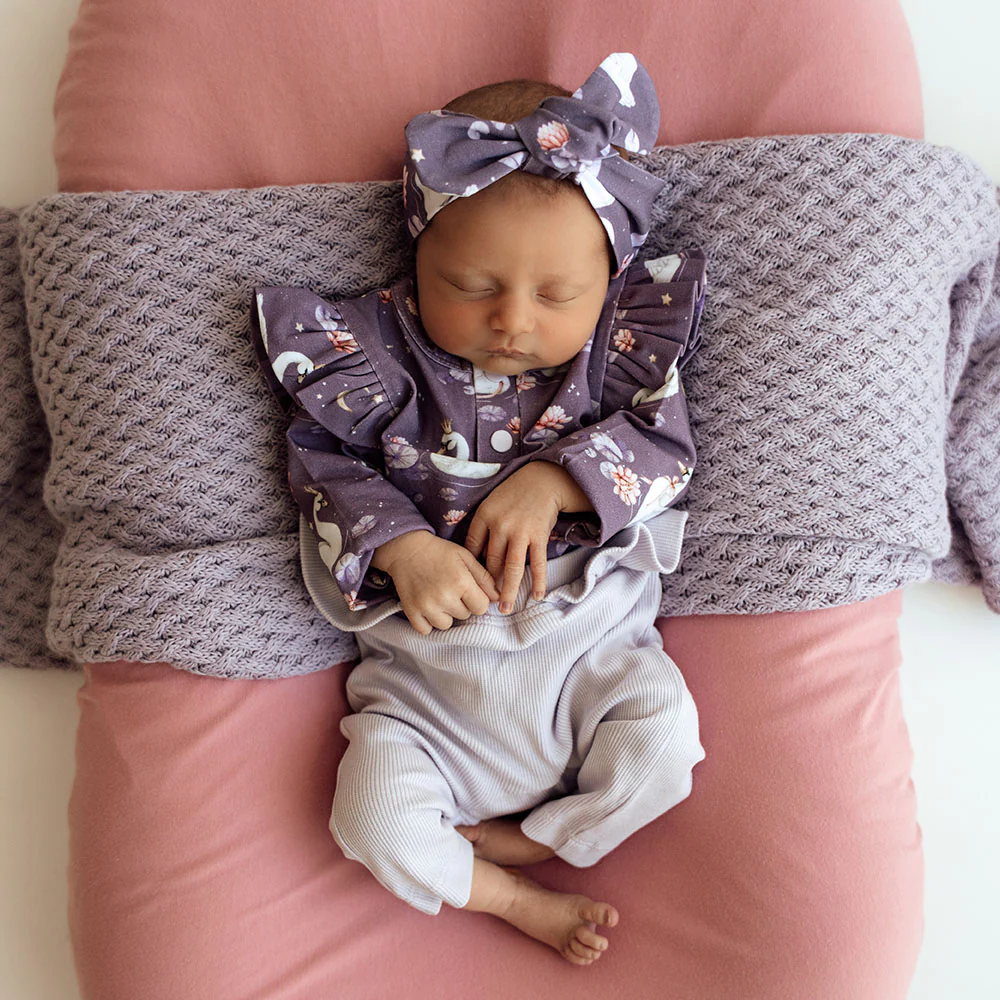 Midnight Swan Long Sleeve Organic Bodysuit with Frill - Image 7