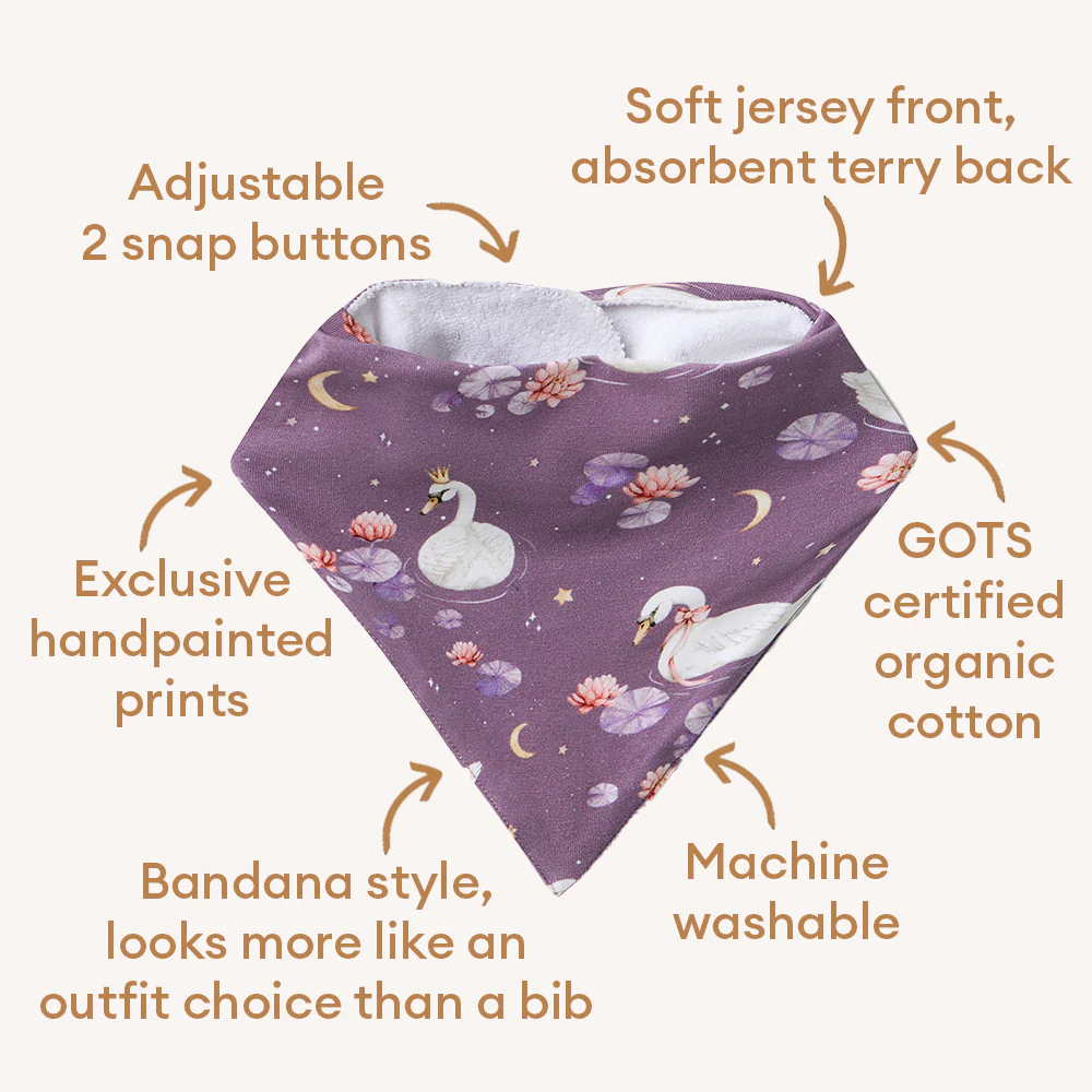 Midnight Swan Organic Dribble Bib - Image 4