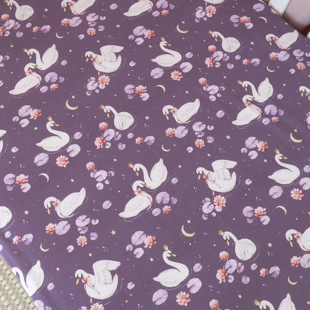 Midnight Swan Organic Fitted Cot Sheet - Image 3