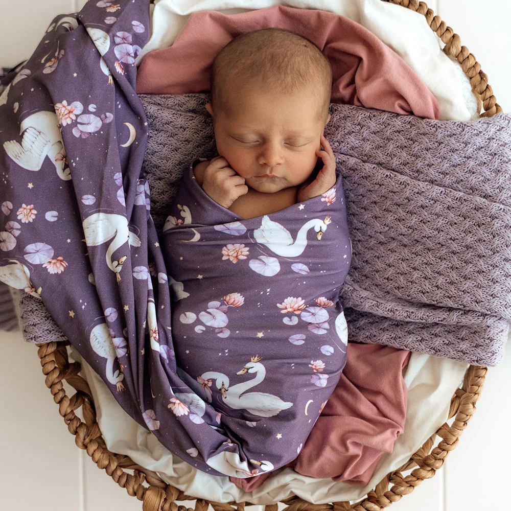 Midnight Swan Organic Jersey Wrap & Topknot Set - Image 9