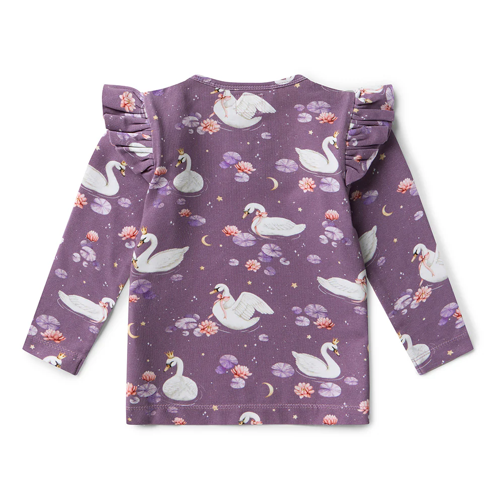 Midnight Swan Organic Long Sleeve Top with Frill - Image 4