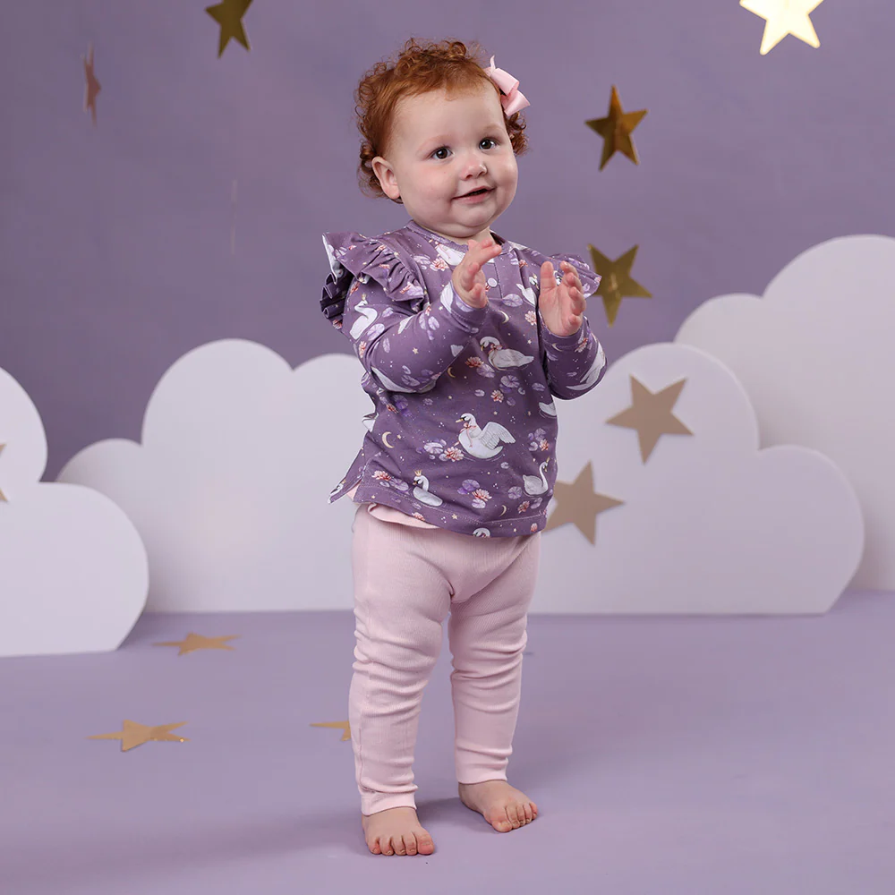 Midnight Swan Organic Long Sleeve Top with Frill - Image 5
