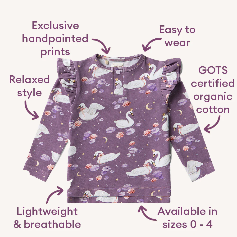 Midnight Swan Organic Long Sleeve Top with Frill - Image 6