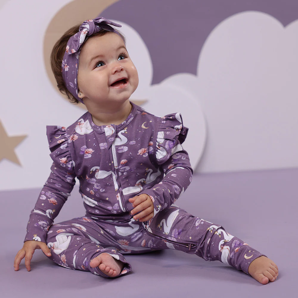 Midnight Swan Organic Snugglesuit Convertible Romper with Frill - Image 10