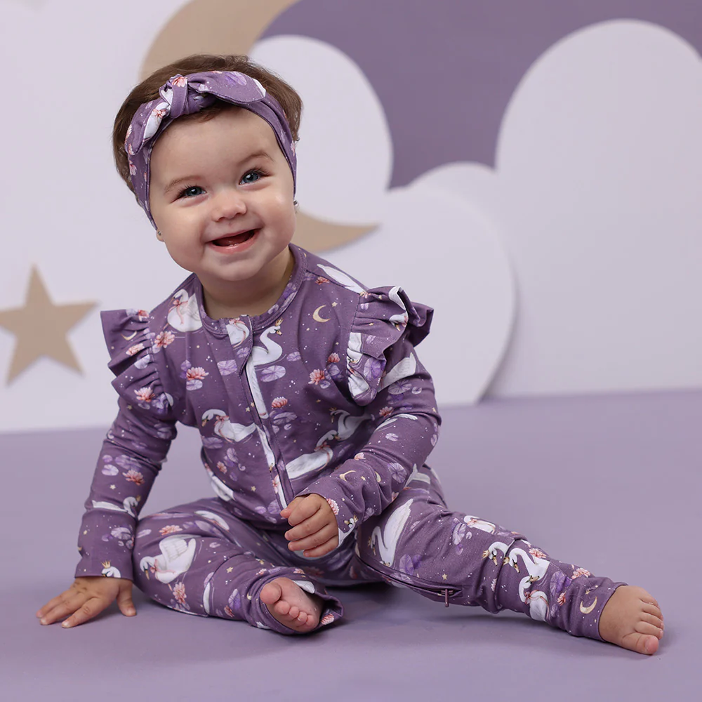 Midnight Swan Organic Snugglesuit Convertible Romper with Frill - Image 11