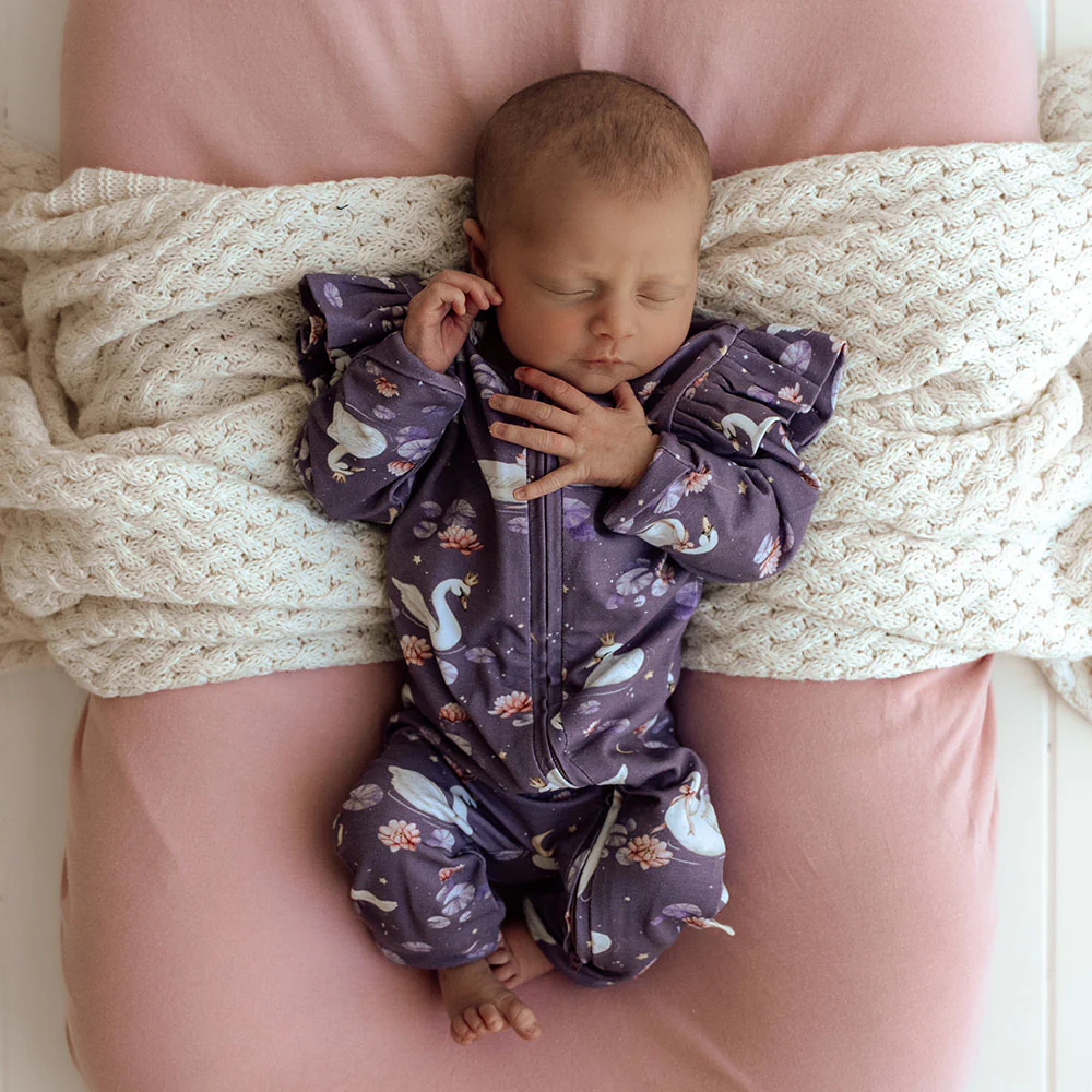 Midnight Swan Organic Snugglesuit Convertible Romper with Frill - Image 12