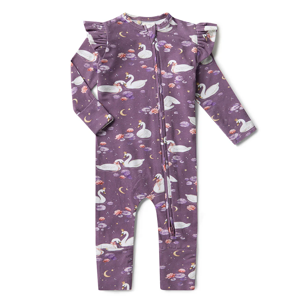 Midnight Swan Organic Snugglesuit Convertible Romper with Frill - Image 2