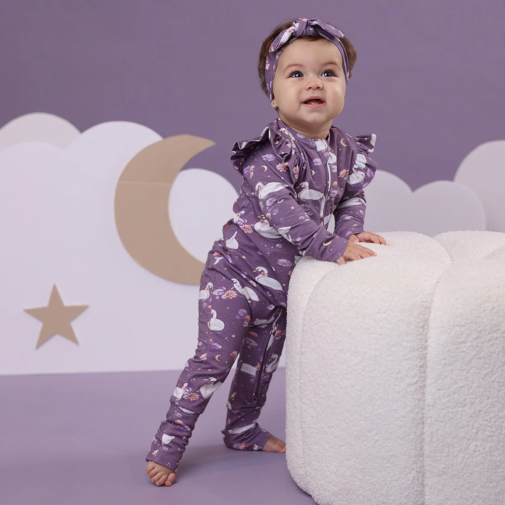 Midnight Swan Organic Snugglesuit Convertible Romper with Frill - Image 3