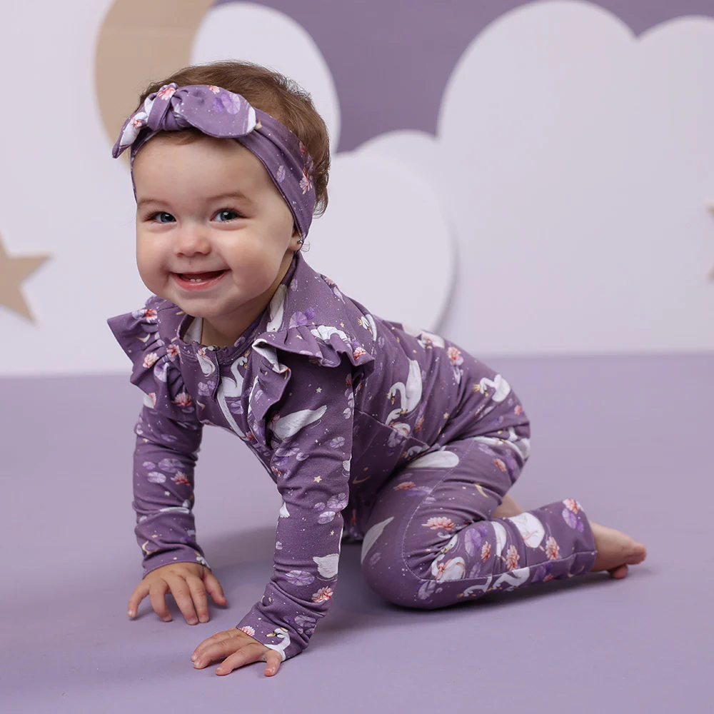 Midnight Swan Organic Snugglesuit Convertible Romper with Frill - Image 5
