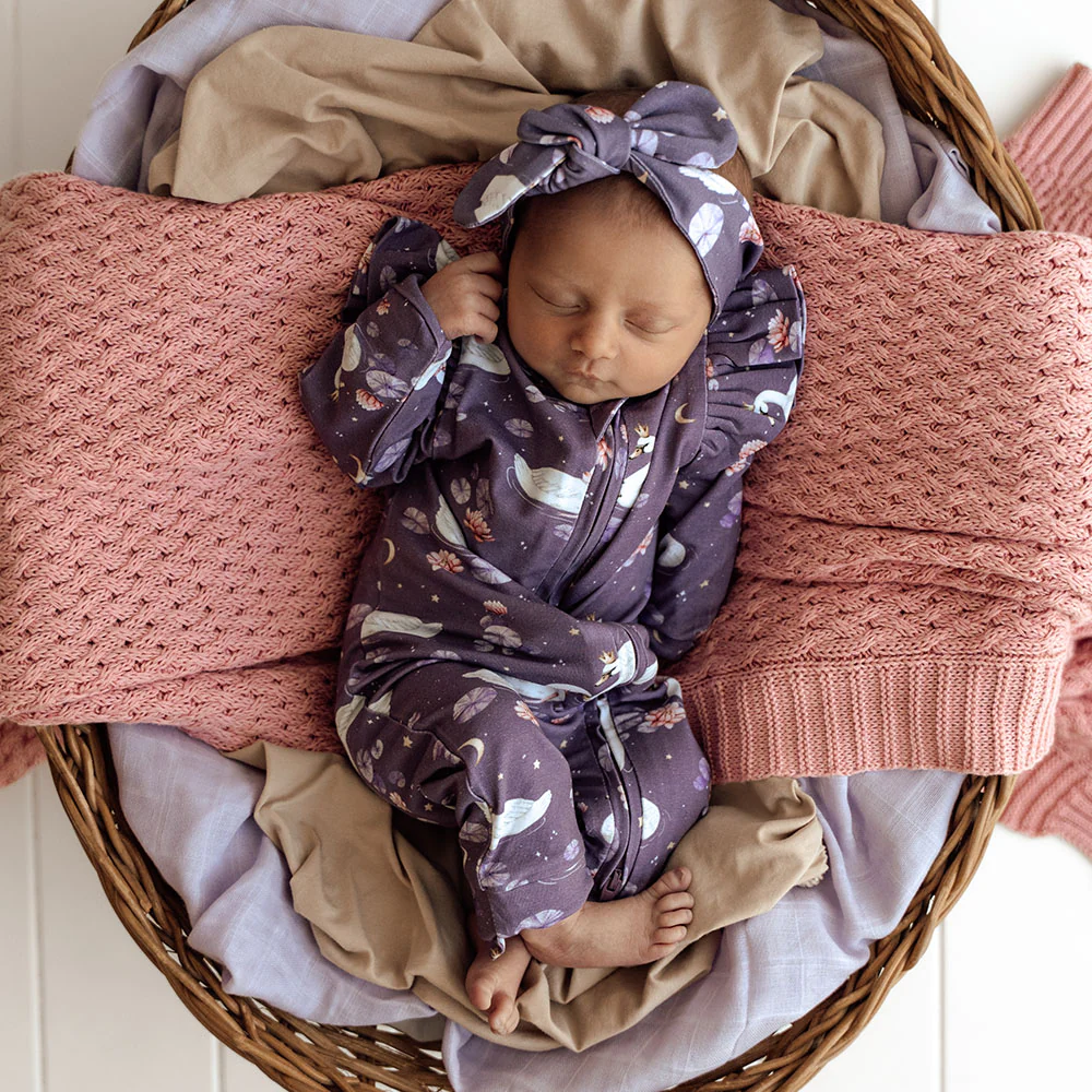 Midnight Swan Organic Snugglesuit Convertible Romper with Frill - Image 6