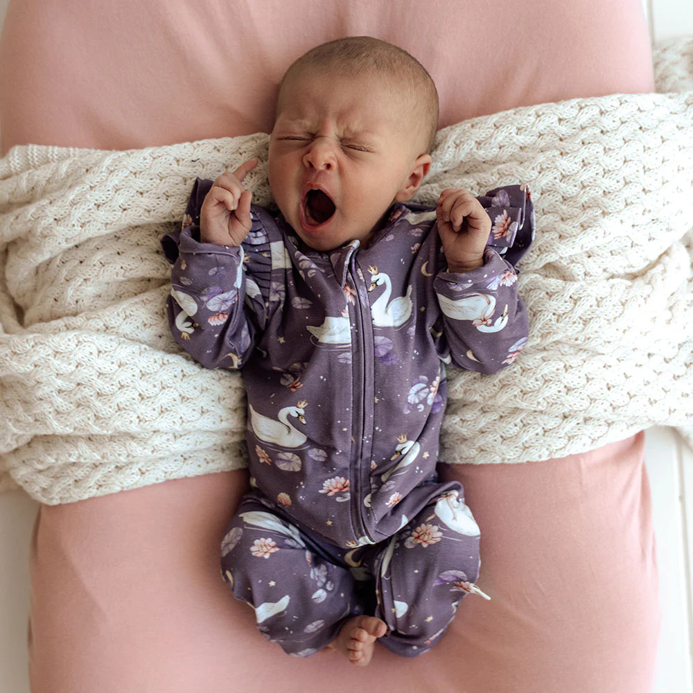 Midnight Swan Organic Snugglesuit Convertible Romper with Frill - Image 7