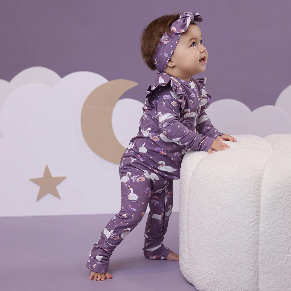 Midnight Swan Organic Snugglesuit Convertible Romper with Frill - Image 8