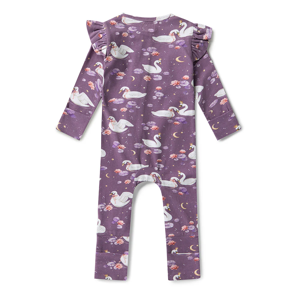 Midnight Swan Organic Snugglesuit Convertible Romper with Frill - Image 9