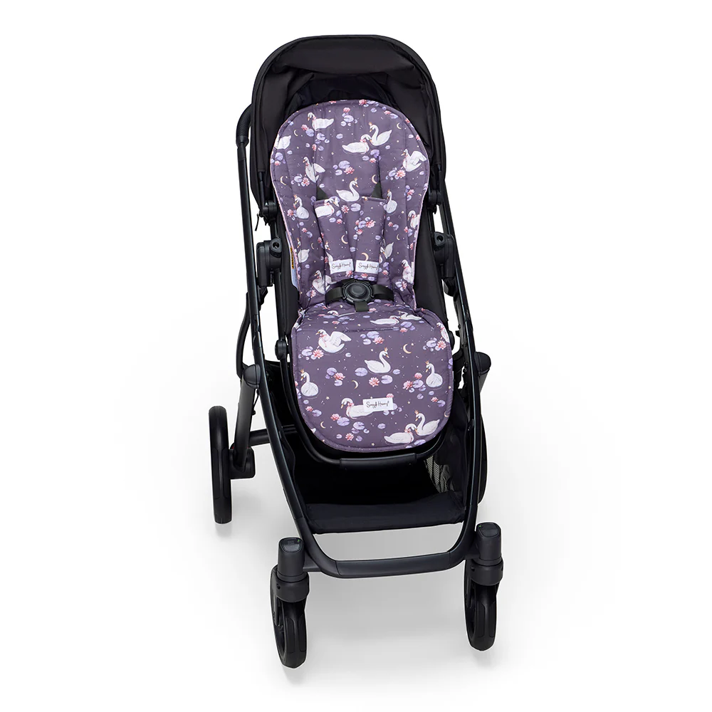 Bundle - Midnight Swan Pram Liner & Strap Cover Set - Image 4