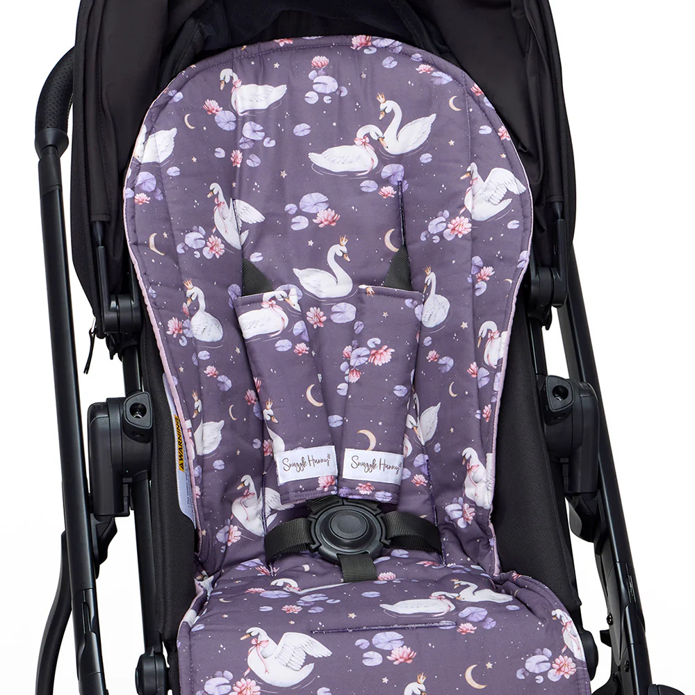 Bundle - Midnight Swan Pram Liner & Strap Cover Set - Image 5