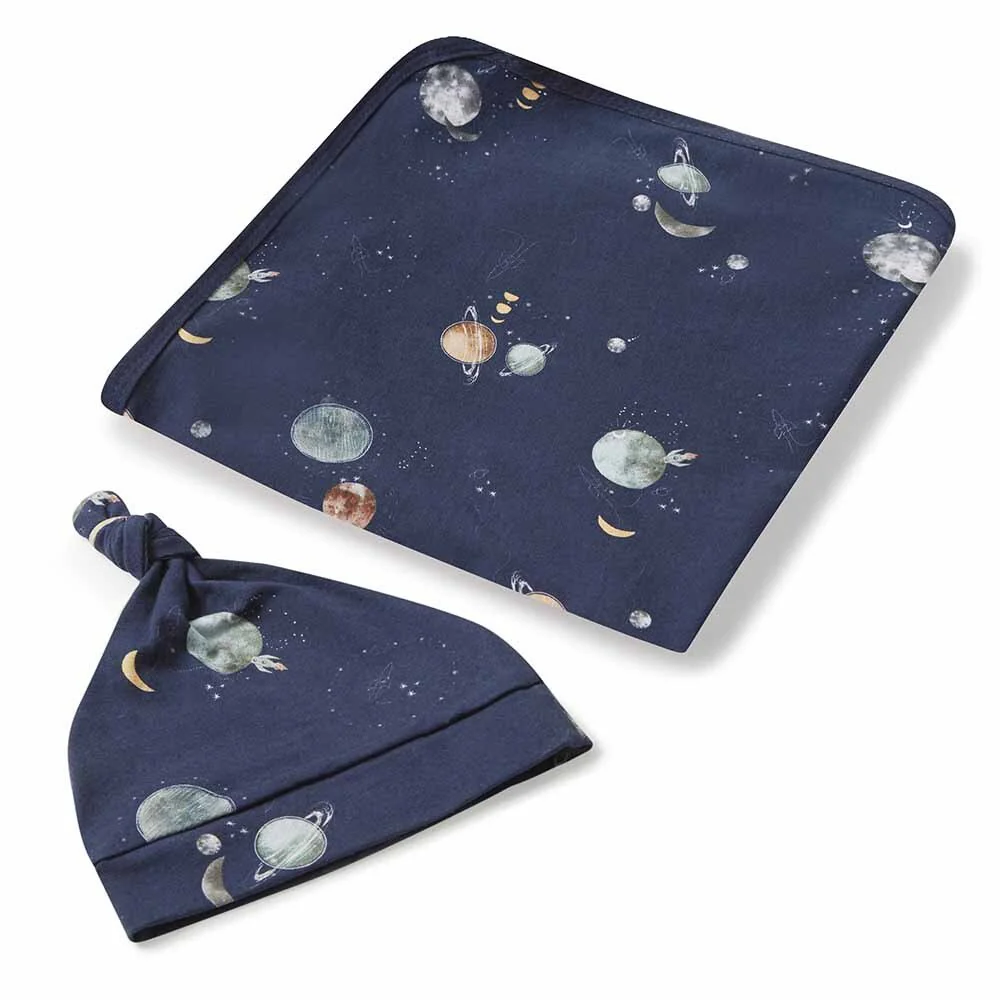 Milky Way Organic Jersey Wrap & Beanie Set - Image 2