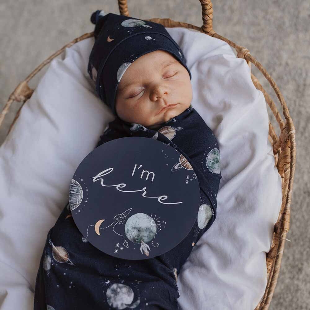 Milky Way Organic Jersey Wrap & Beanie Set - Image 3