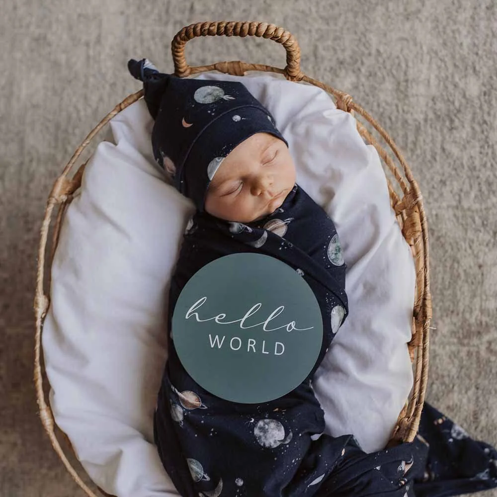 Milky Way Organic Jersey Wrap & Beanie Set - Image 6
