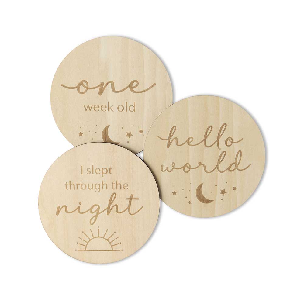 Sun & Moon Wooden Milestone Cards - Image 3