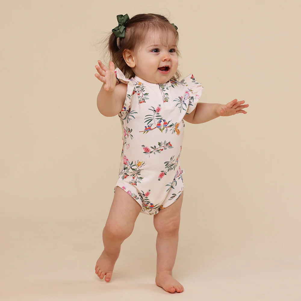 Native Bird Short Sleeve Organic Bodysuit with Frill - Image 4