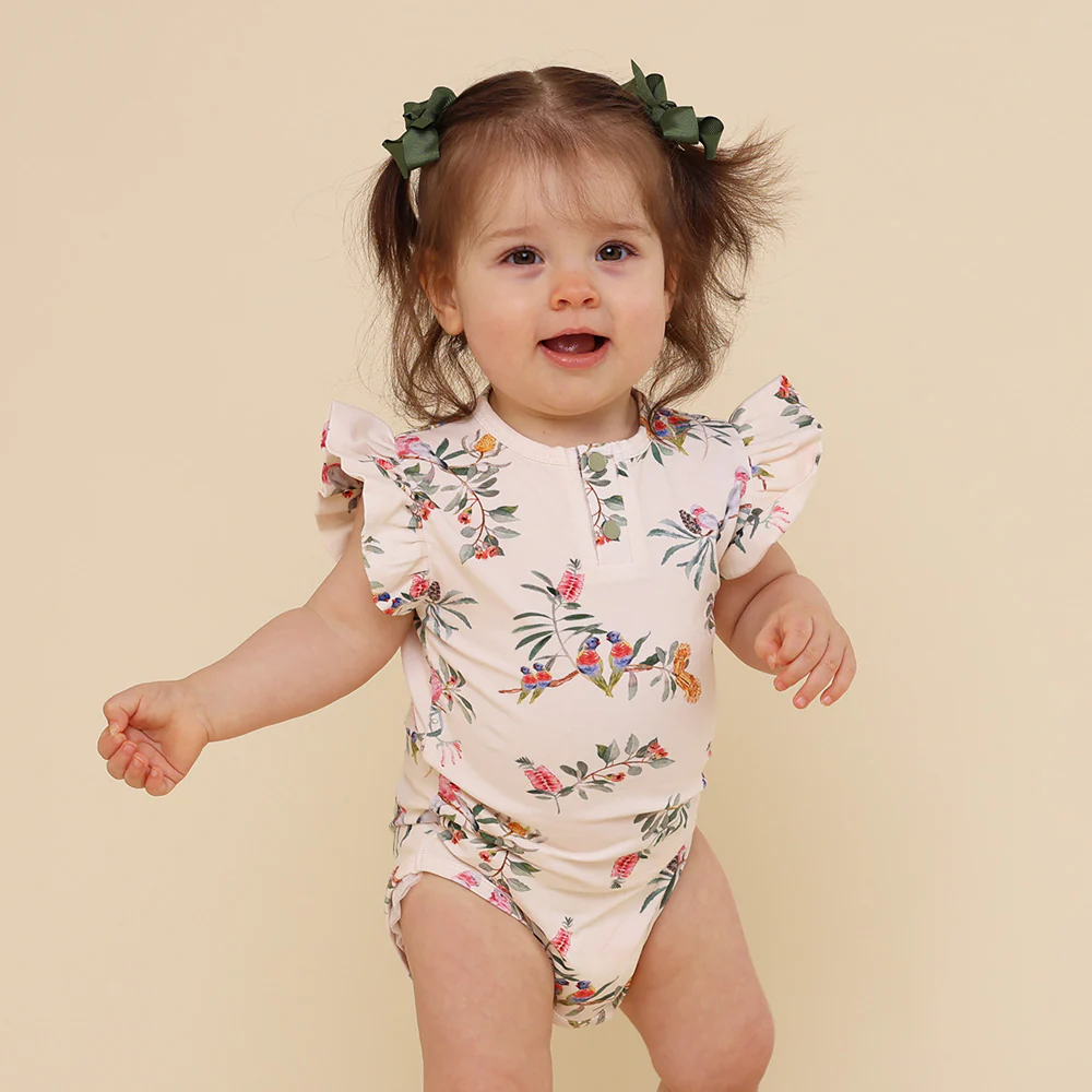 Native Bird Short Sleeve Organic Bodysuit with Frill - Image 5
