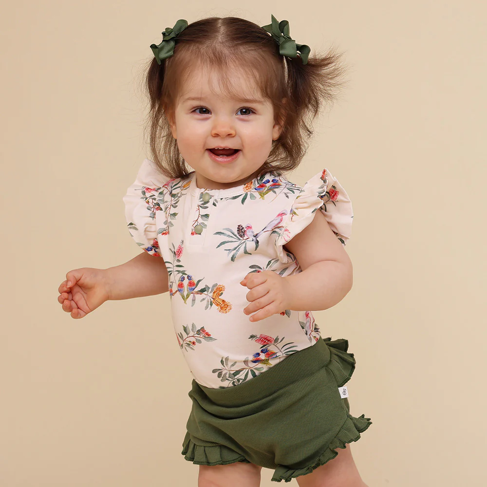 Native Bird Short Sleeve Organic Bodysuit with Frill - Image 6