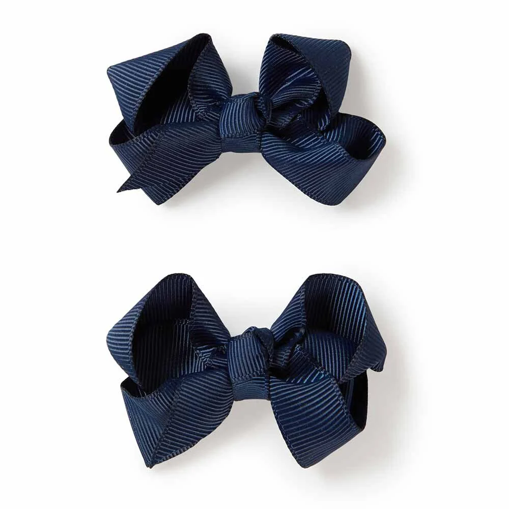 Navy Blue Piggy Tail Hair Clips - Pair - Image 2