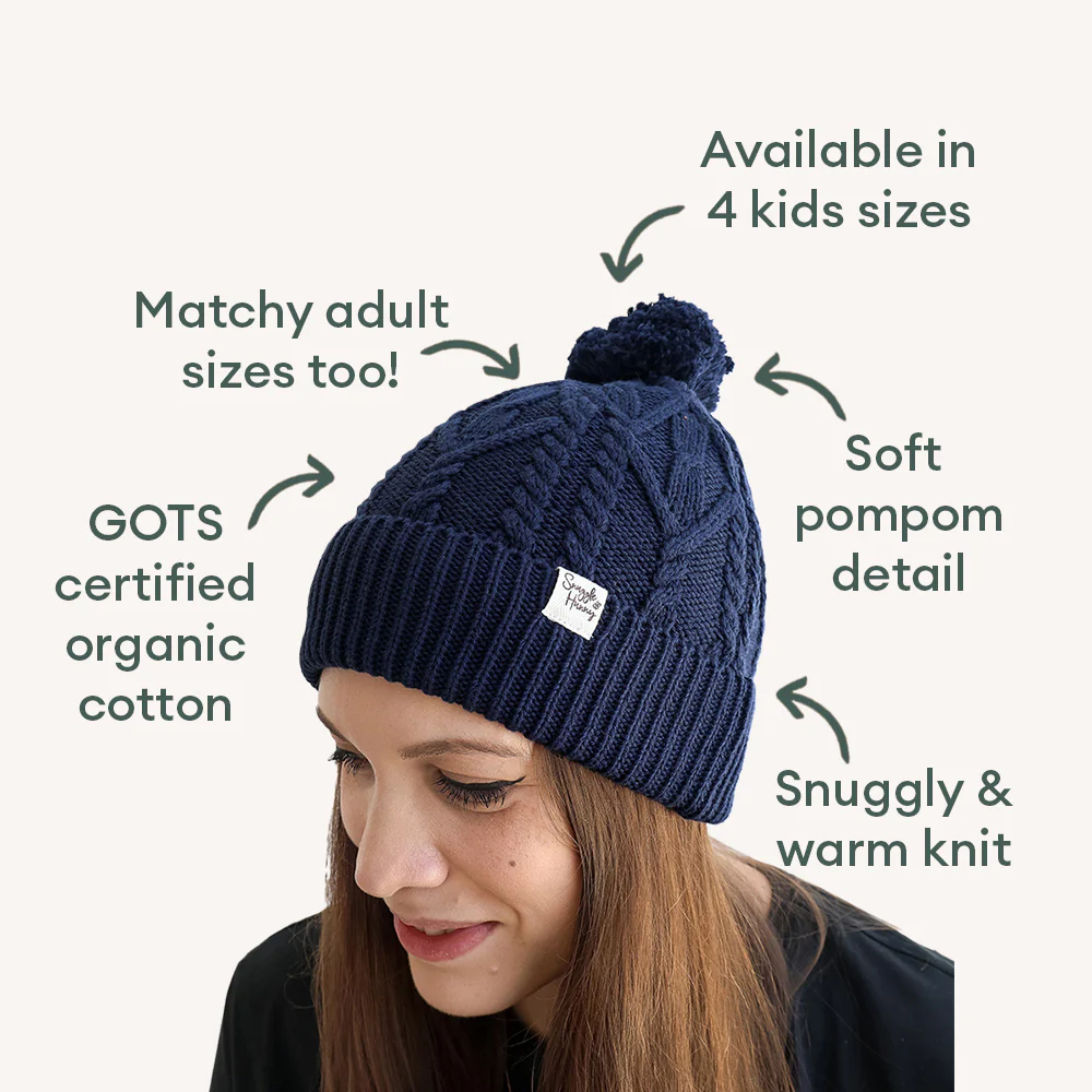 Navy Organic Adult Knit Beanie - Image 4