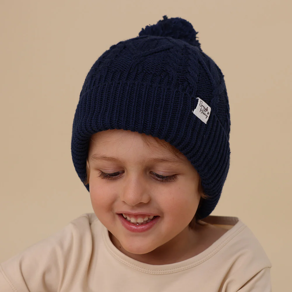Navy Organic Baby Knit Beanie - Image 3