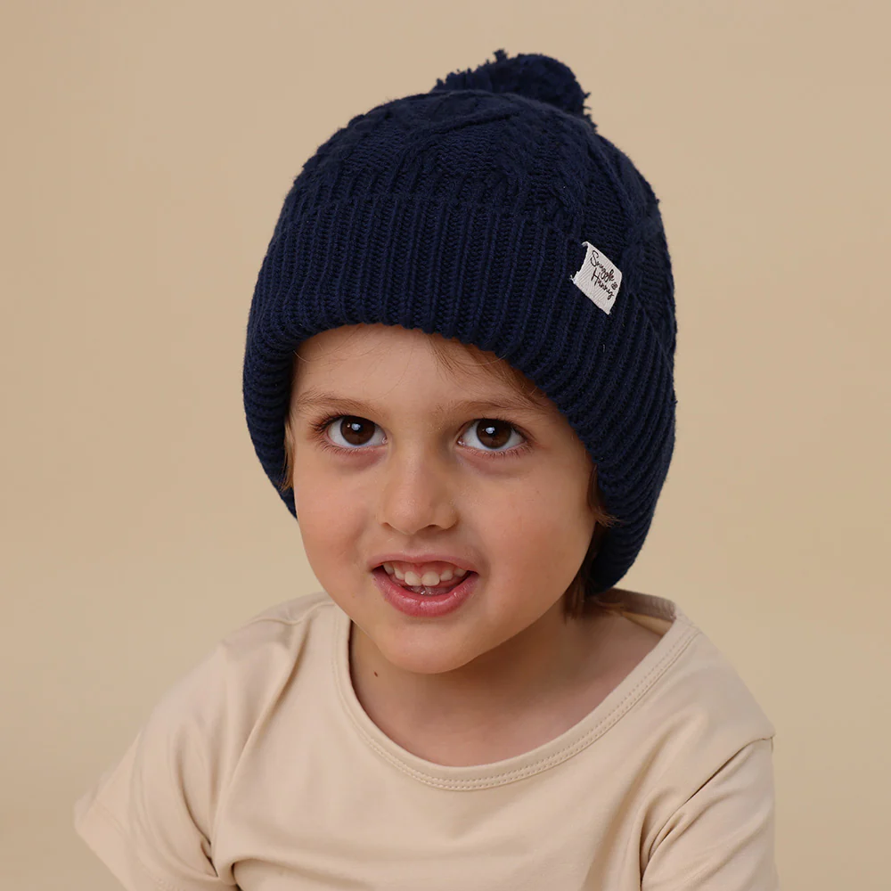 Navy Organic Baby Knit Beanie - Image 4