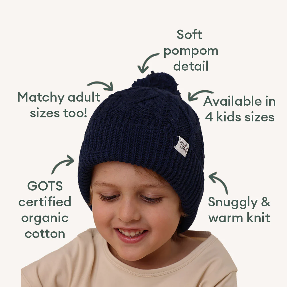 Navy Organic Baby Knit Beanie - Image 5