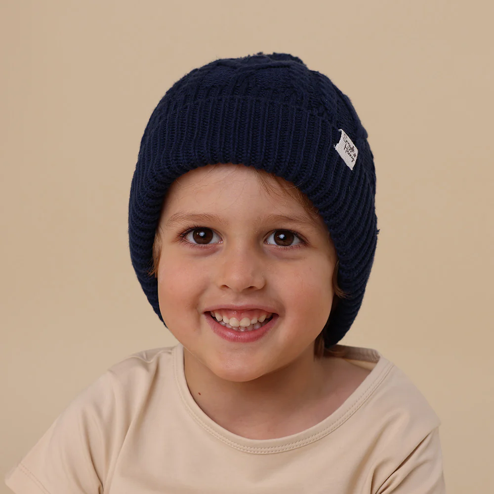Navy Organic Baby Knit Beanie - Image 6