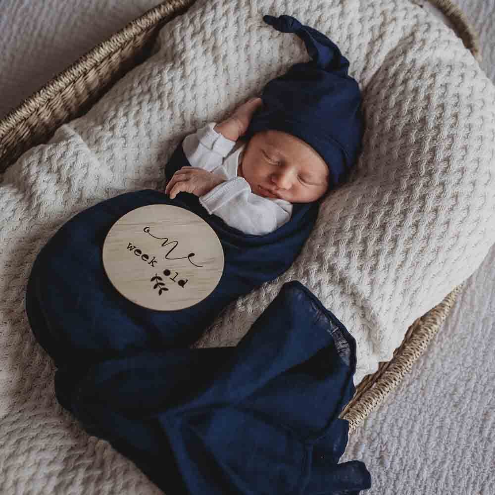 Navy Organic Muslin Wrap - Image 4